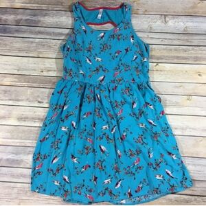 Medium Blue Bird Print Womens Dress